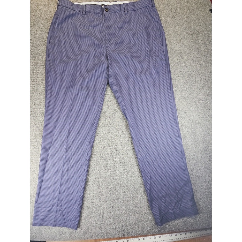 Brooks Brothers Preppy Pants Mens 40 x 32 Clark Blue Houndstooth Flat Front 1690